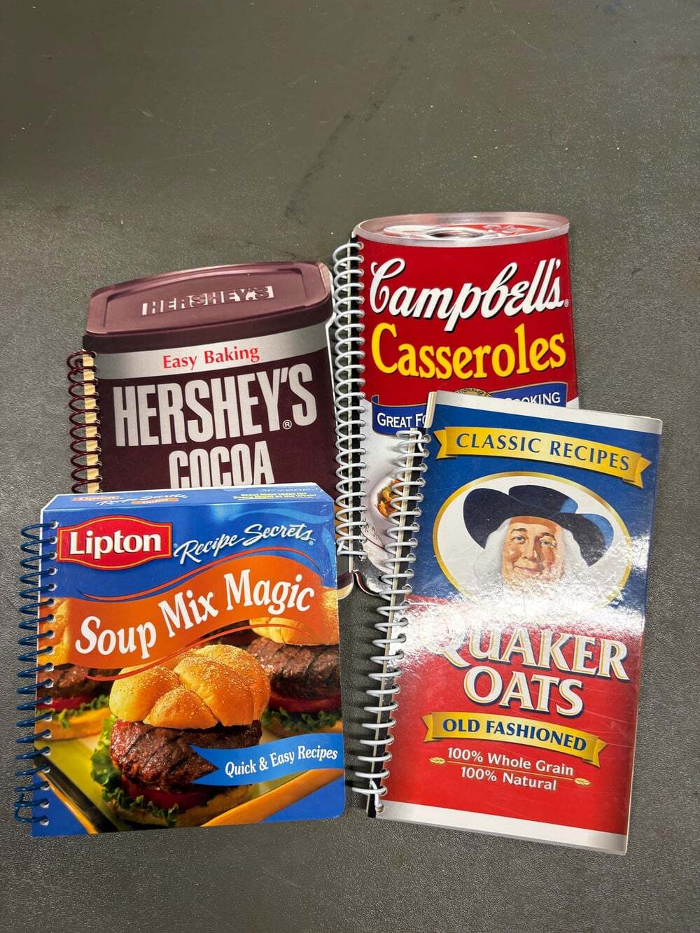 Lot of 4 Spiral Bound Cookbooks Campbell's Hershey's Lipton Quaker Oats